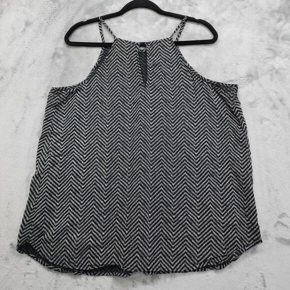 Old Navy Top Womens XL Black Chevron High Square Neck Tank Button Back Modal - Picture 3 of 9